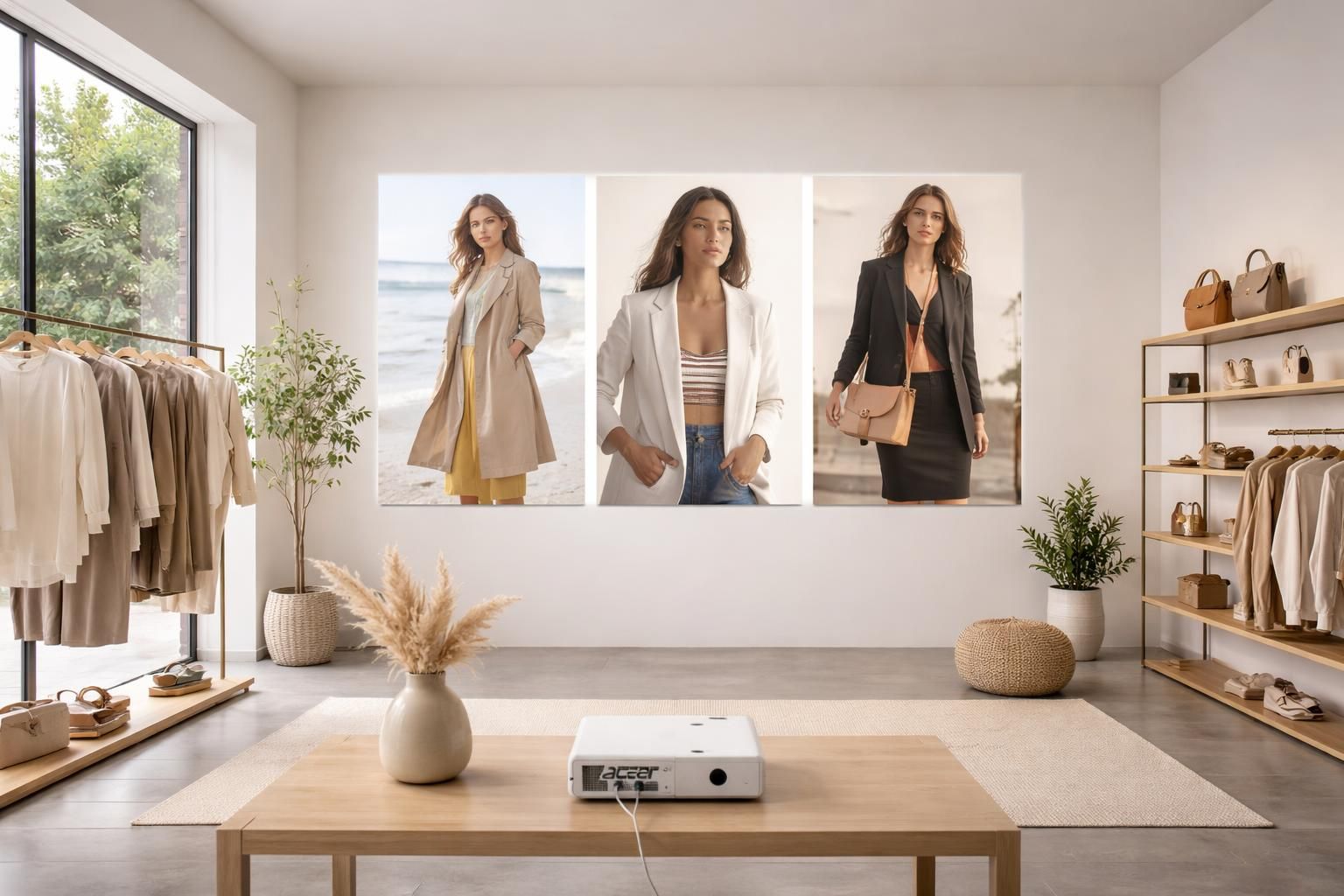 Lookbook géant : vidéoprojecteur Acer pour boutique sans écrans multiples