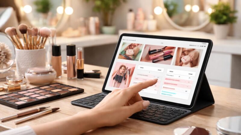 Atelier maquillage : réservation et rappels sur tablette Samsung