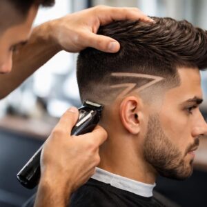 Réalisation du dégradé homme avec trait z : coupe tendance en détail