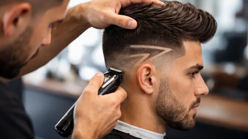 Réalisation du dégradé homme avec trait z : coupe tendance en détail
