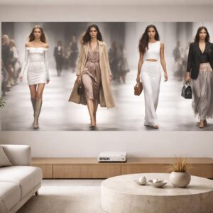 Défilé permanent : boucle lookbook via vidéoprojecteur Epson