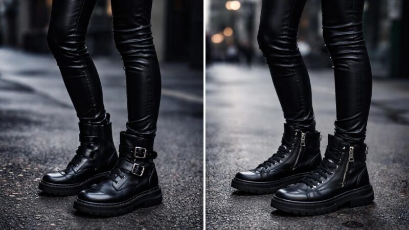 Quelle chaussure avec un pantalon en simili cuir pour un look rock