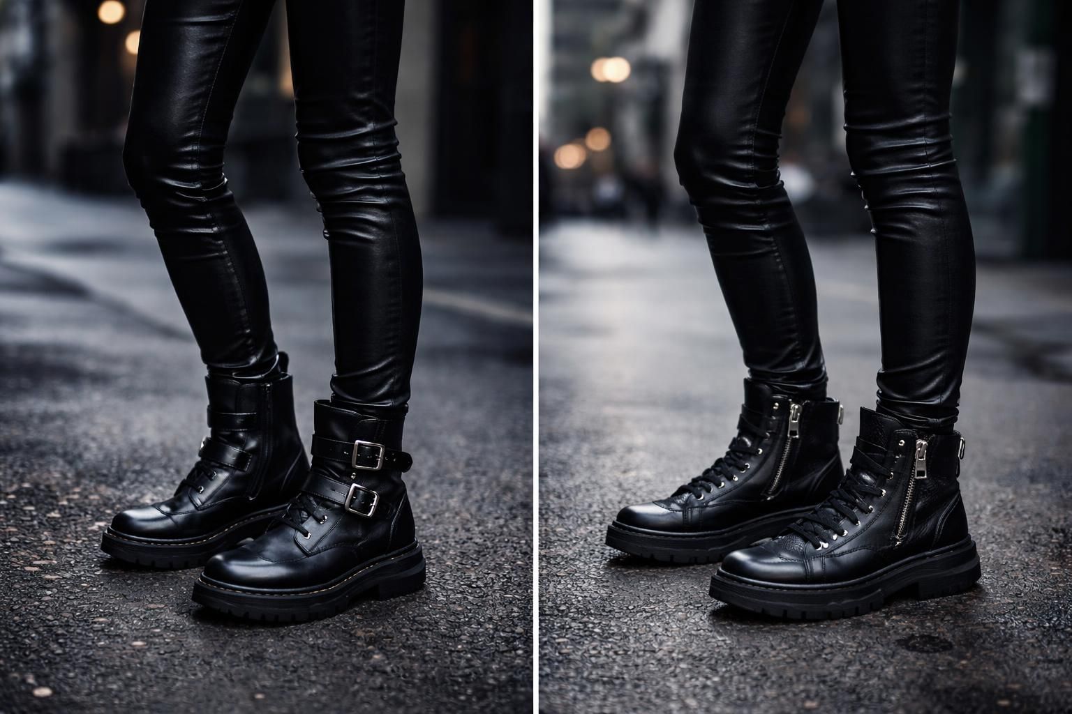 Quelle chaussure avec un pantalon en simili cuir pour un look rock