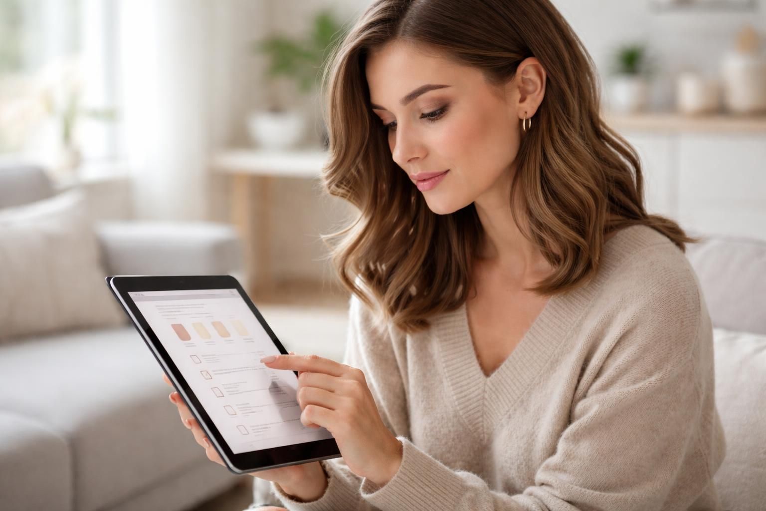 Trouver son fond de teint : questionnaire sur tablette tactile, effet “conseil”